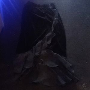 Velvet Mesh Ruffle Pencil Skirt Trad Goth